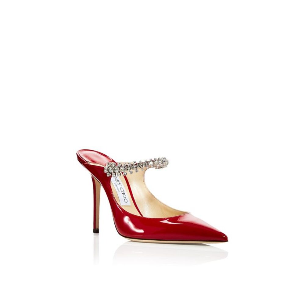 JIMMY CHOO Womens Red Strap Bing 100 Stiletto Slip On Heeled Mules Shoes 39